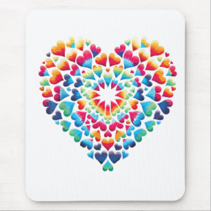 Mousepad Coração Vibrante Tie-Dye