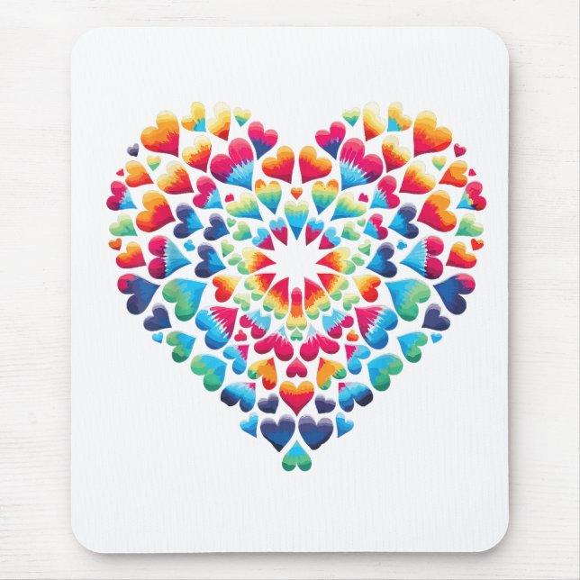 Mousepad Coração Vibrante Tie-Dye (Frente)