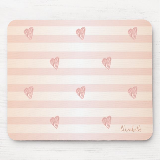 Mousepad Corações Adoráveis, Listras -Personalizado (Frente)