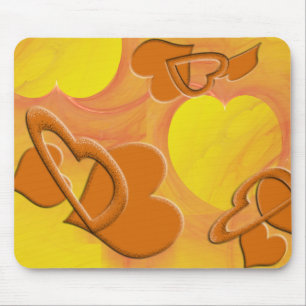 Mousepad Corações amarelos e alaranjados lisos