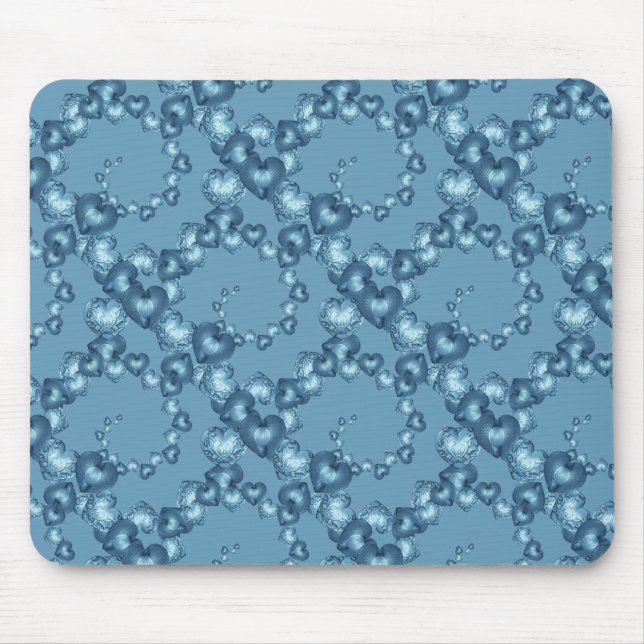 Mousepad Corações, Azul-MOUSEPAD (Frente)