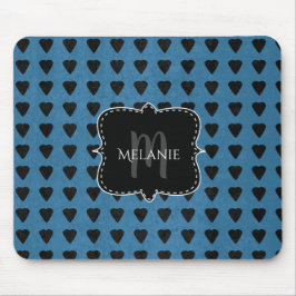 Mousepad Corações Azul Preto-Azul Pad Grunge Pad do Mouse