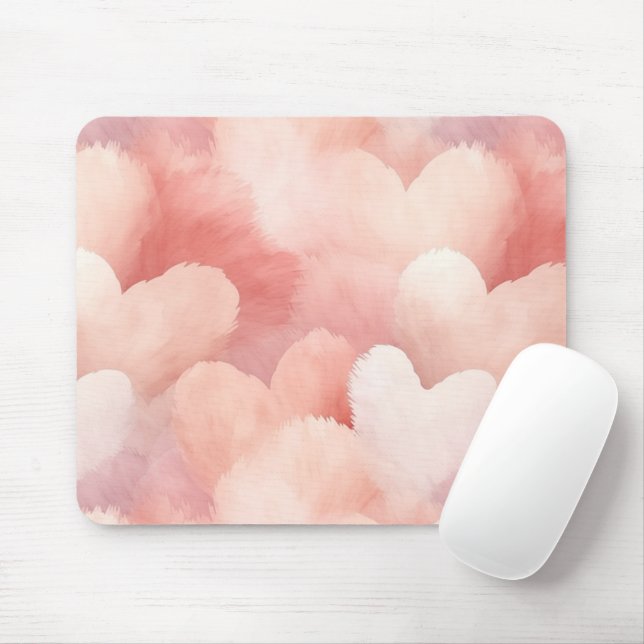 Mousepad Corações bonito, cor-de-rosa, com pincel (Com mouse)