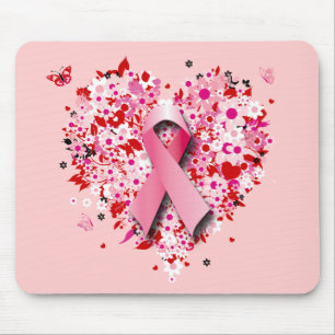 MOUSEPAD CORAÇÕES, BORBOLETAS E FITA COR-DE-ROSA
