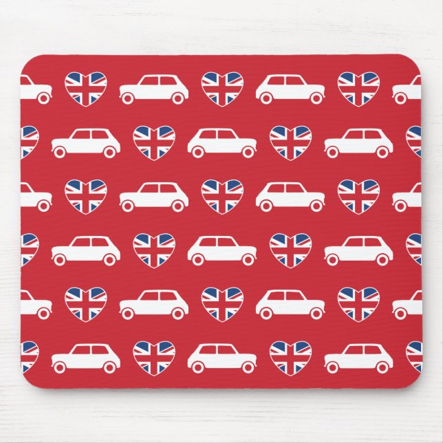 Mousepad Corações britânicos de Mini Cooper - tapete do (Frente)
