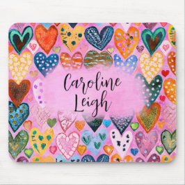 Mousepad Corações Coloridos Brilhantes Personalizados Dorme