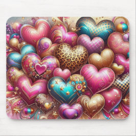 MOUSEPAD CORAÇÕES COLORIDOS E BONITOS DO DIA DOS NAMORADOS