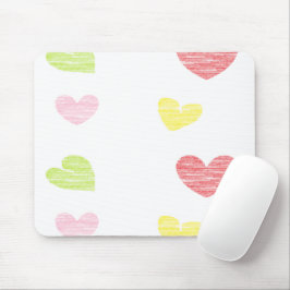 Mousepad Corações coloridos em branco