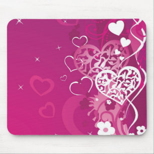 Mousepad Corações cor-de-rosa
