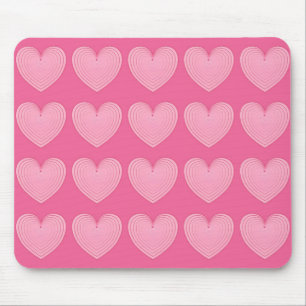 Mousepad Corações cor-de-rosa corais, fundo cor-de-rosa