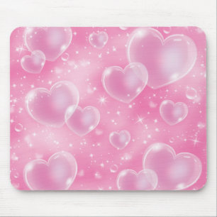 Mousepad Corações Cor-de-Rosa em Bolha Design Fofo e Femini