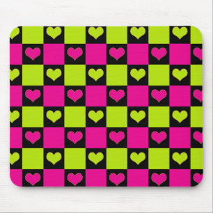 Mousepad Corações da Desktop Board - Verde limão, rosa quen