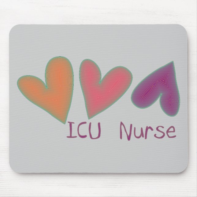 Mousepad Corações da enfermeira 3 de ICU (Frente)