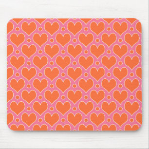 Mousepad Corações de Amor e Padrão de Bolinhas em Rosa, Lar