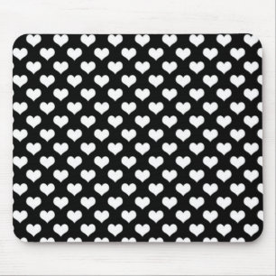 Mousepad Corações de Amor Preto e Branco