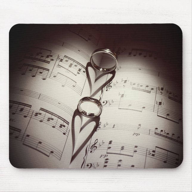 Mousepad Corações de Anel de Noiva Música (Frente)