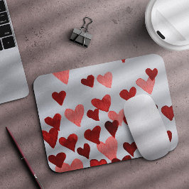Mousepad Corações de Aquarelas do Dia do namorados - vermel