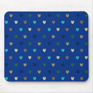 Mousepad Corações de bolinhas em tons azul pavão