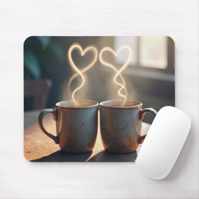 Mousepad Corações de Café Steamy (Com mouse)