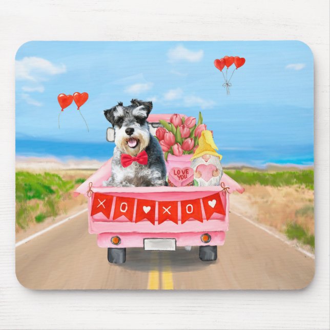 Mousepad Corações de Caminhão Dia de os namorados de Cachor (Frente)