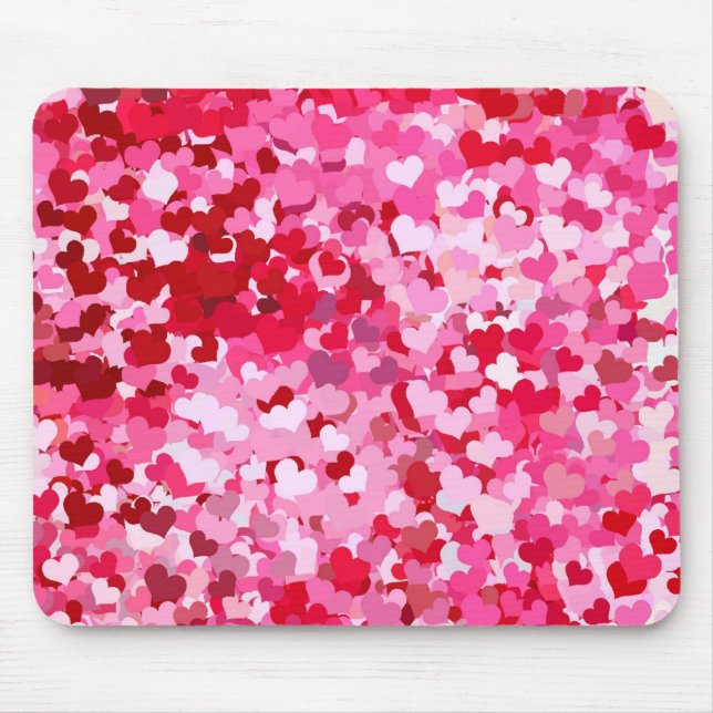 Mousepad Corações de Confetes Rosa (Frente)