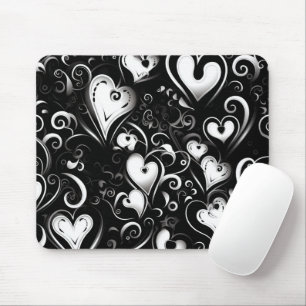 Mousepad CORações DE DIA DOS NAMORADOS PRETO CINZA BRANCO