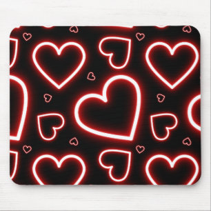 Mousepad Corações de Neon Vermelho do Dia V