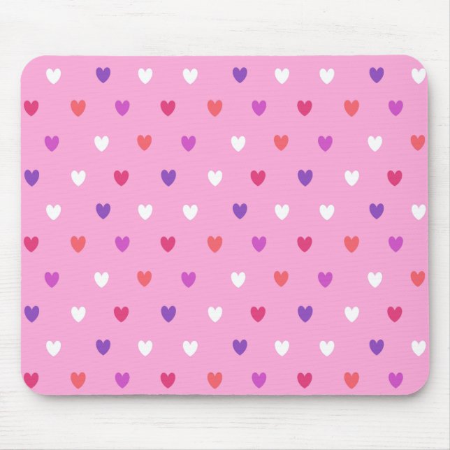 Mousepad Corações de polca a rosa (Frente)