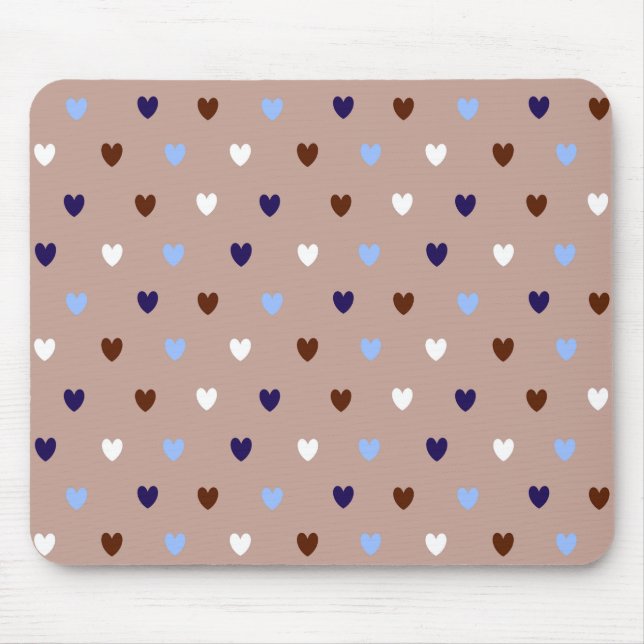 Mousepad Corações de polca em castanho pálido (Frente)