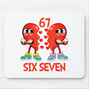 Mousepad Corações Dia dos Namorados Engraçado Seis Sete 6 7