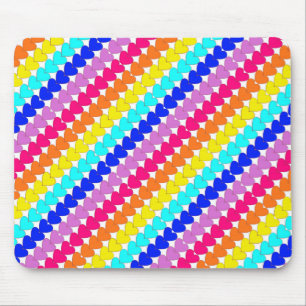 Mousepad Corações do arco-íris brilhantes e colorido