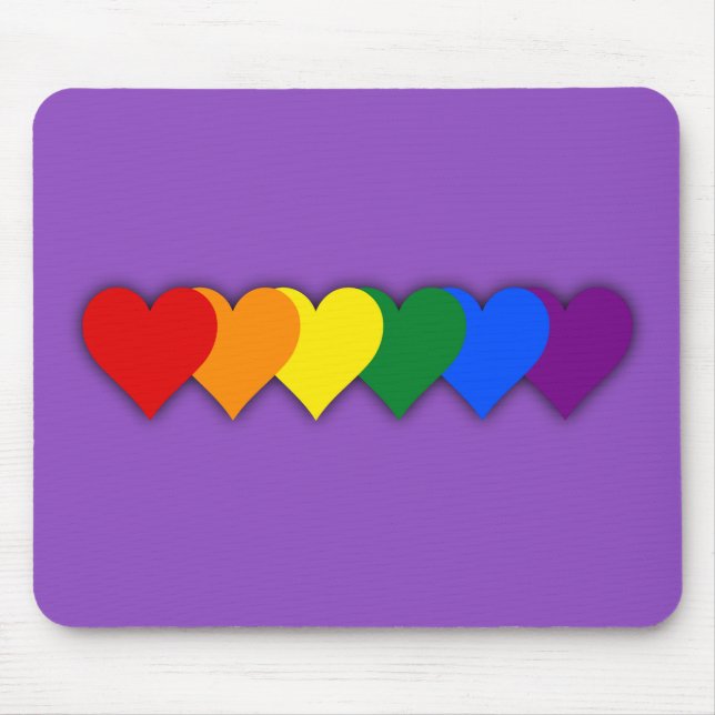 Mousepad Corações do orgulho LGBT (Frente)