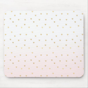 Mousepad Corações Dourados Cor-de-Rosa Esbranquiçada