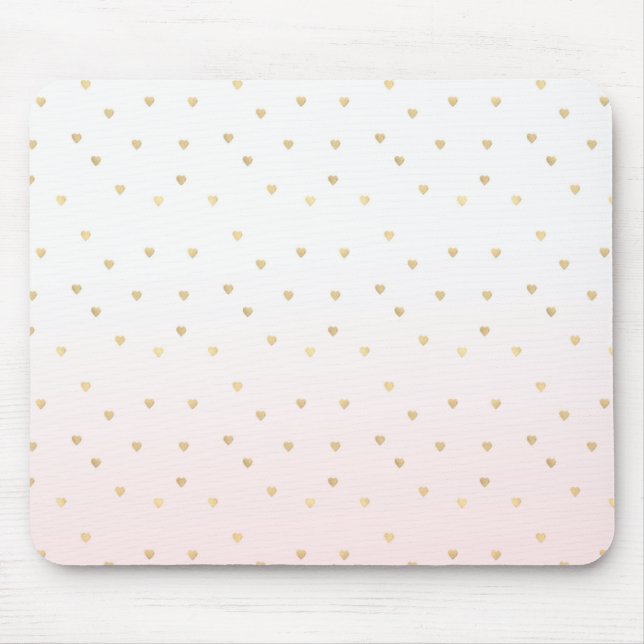 Mousepad Corações Dourados Cor-de-Rosa Esbranquiçada (Frente)
