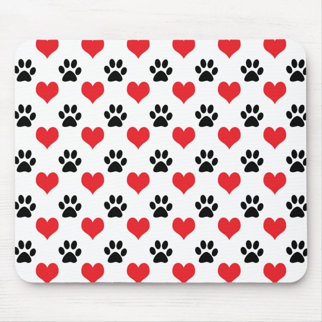 Mousepad Corações e estampas de pata (Frente)
