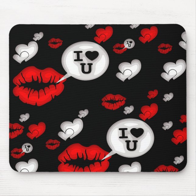 Mousepad Corações E Lábios De Amor Vermelho (Frente)