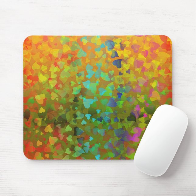 Mousepad Corações em queda laranja (Com mouse)