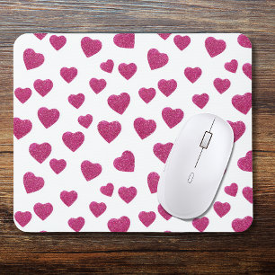 Mousepad Corações Glitter Rosa no Dia dos Namorados em Bran