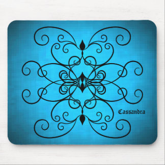 Mousepad Corações negros e azuis e espirais personalizados