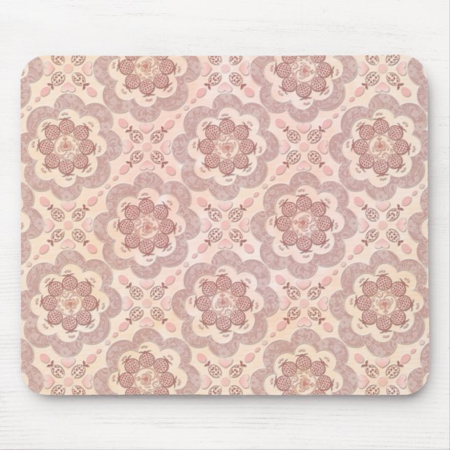 Mousepad Corações pequenos de romã e contas cor-de-rosa (Frente)