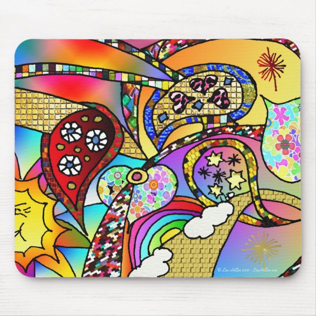 Mousepad Corações Psicodélicos Retro 60s Paisley Gifts Roup (Frente)