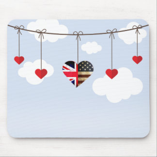 Mousepad Corações reais de casamento da bandeira britânica 