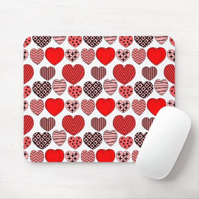 Mousepad Corações Repetitivos (Com mouse)