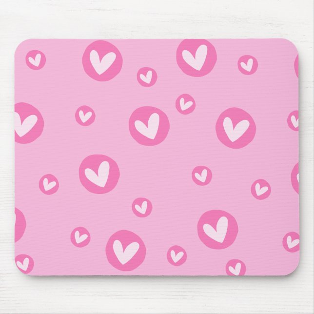 Mousepad Corações Rosa (Frente)