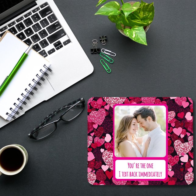 Mousepad Corações Rosa Brilhantes Eu Envio Texto Imediatame (Criador carregado)