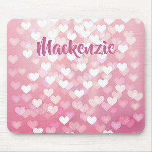 Mousepad Corações Rosa Ombré Girly Name Para Ela
