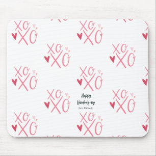 Mousepad Corações Rosa "XOXO" Feliz Dia dos Namorados