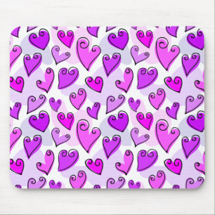 Mousepad Corações Roxos Bonitos Dia de os namorados Românti
