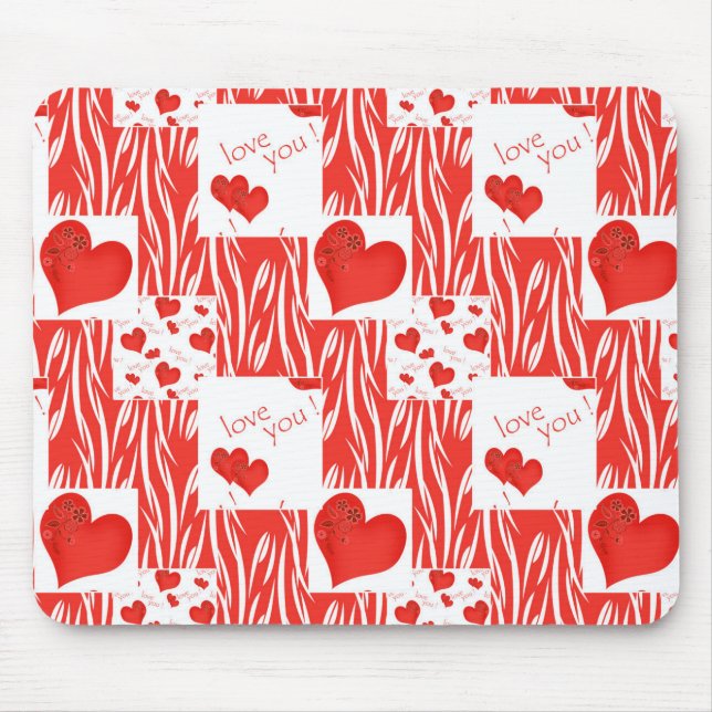 Mousepad Corações vermelhos, amor. (Frente)