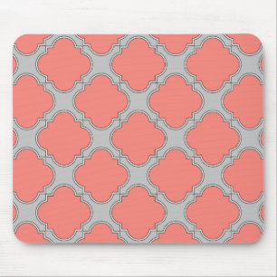 Mousepad Coral e cinza de Quatrefoil